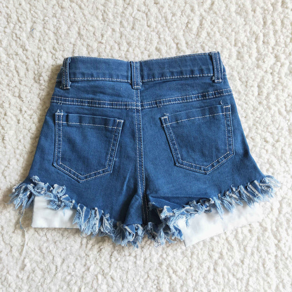 NC0003 kids clothes july 4th star denim shorts