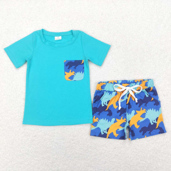 BSSO0444 baby boy clothes dinosaur boy summer outfits toddler summer clothes