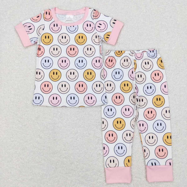 GSPO1078 baby girl clothes smile short sleeve girl fall spring outfit