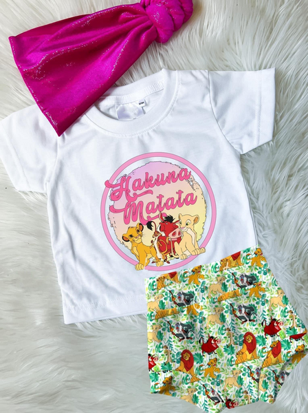 girl clothing cartoon lion bummies set(no headband)