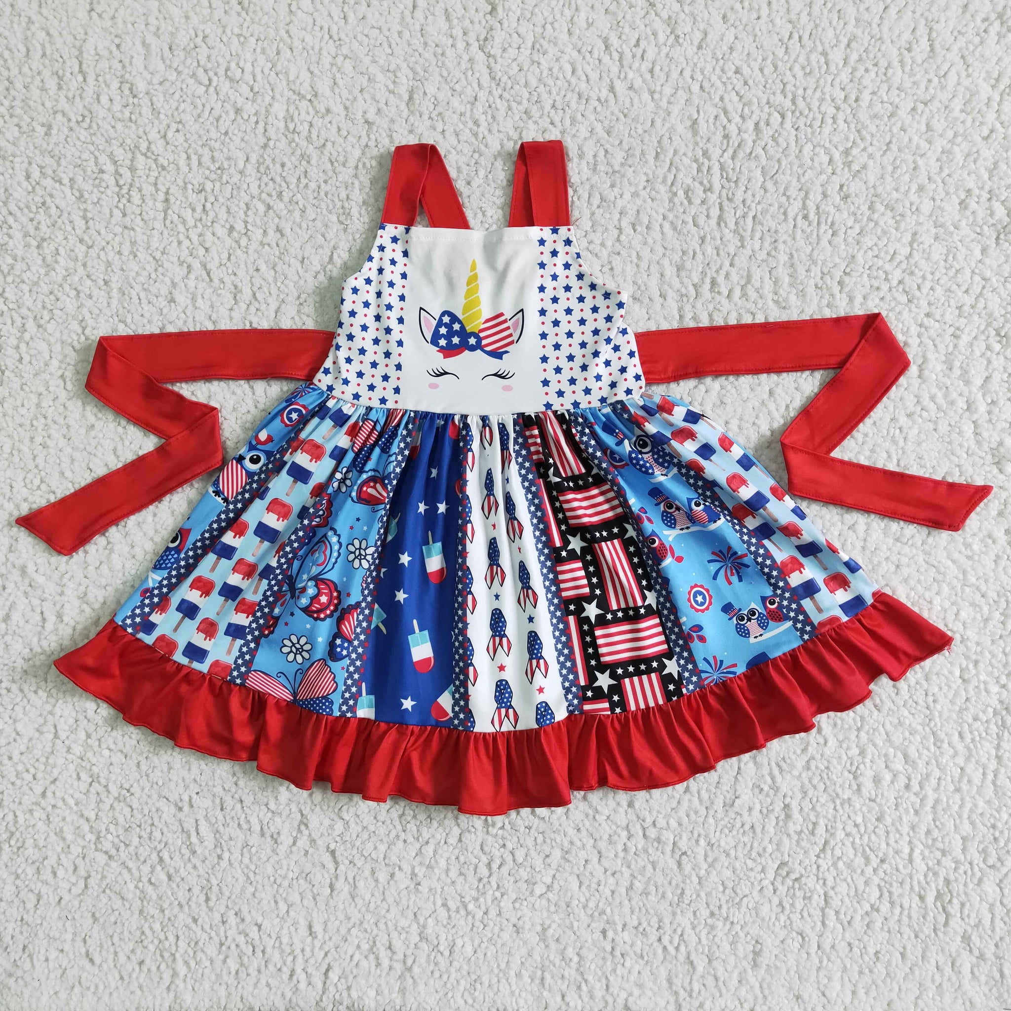 C10-10 toddler girl clothes 4th of July patriotic dress-promotion 2024.5.18 $5.5