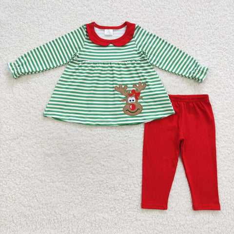 GLP0451 toddler girl clothes enbroidery deer boy christmas outfit