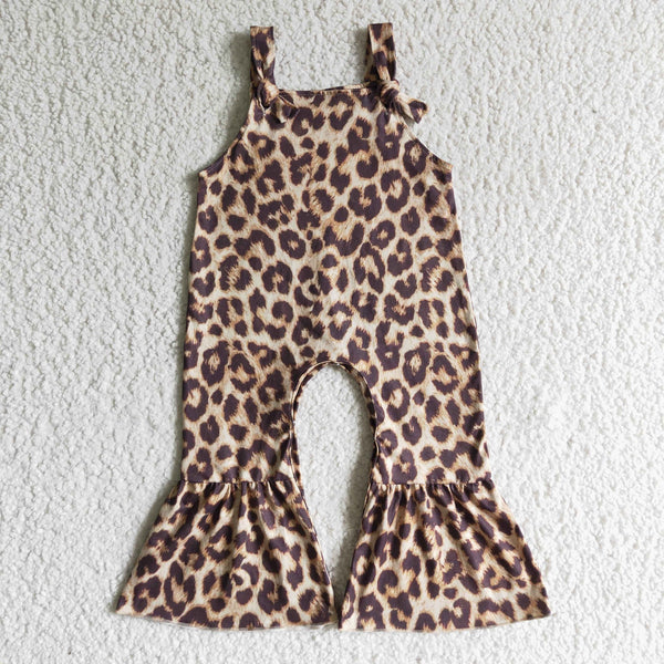 SR0087 toddler girl jumpsuit girl leopard jumpsuit