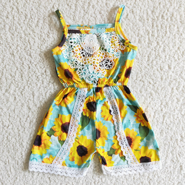 kids clothes summer sunflower jumpsuit overalls