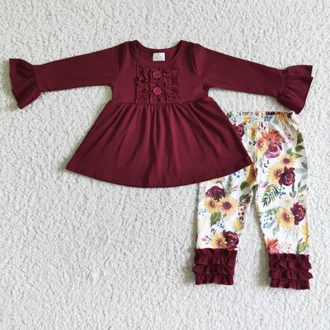 GLP0015 girl winter sunflower long sleeve set