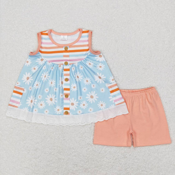 GSSO0403 baby girl clothes floral girl summer shorts set