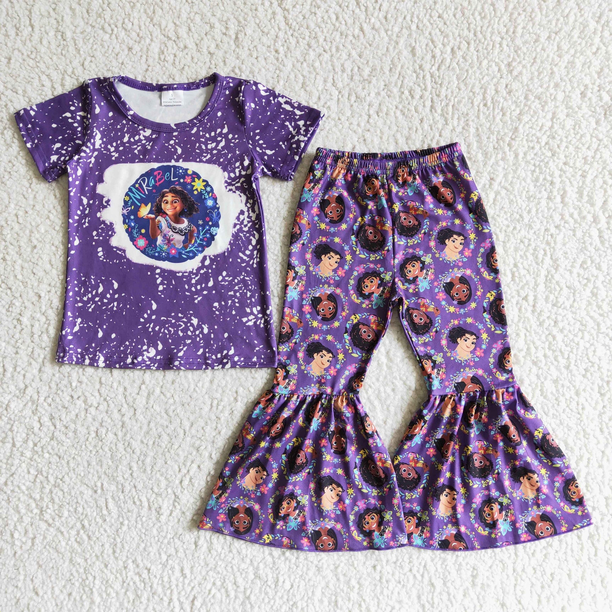 GSPO0043 kids clothing cartoon purple short sleeve fall spring set-promotion 6.1 $5.5