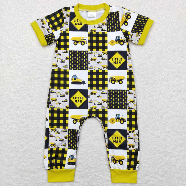 SR0609 toddler boy clothes engineering vehicle boy summer romper