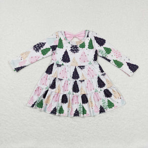 GLD0468 baby girl clothes christmas tree girl christmas twirl dress