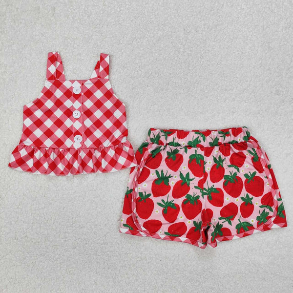 GSSO2037 RTS girl clothes strawberry girl summer outfit