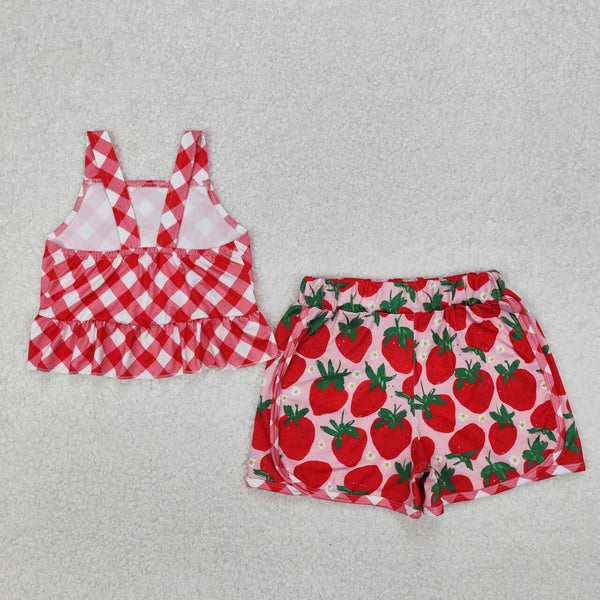 GSSO2037 RTS girl clothes strawberry girl summer outfit