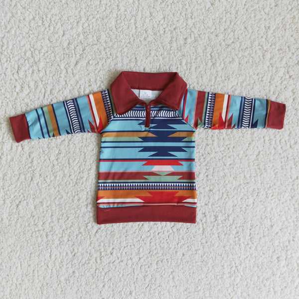 boy colorful zipper long sleeve winter top