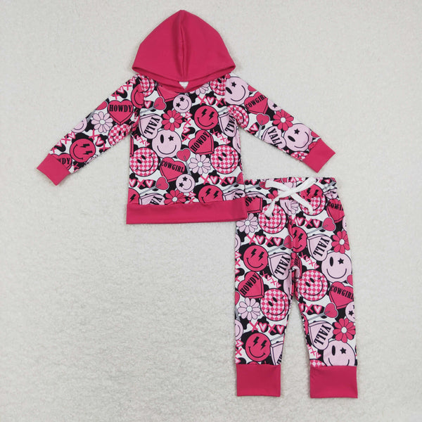GLP1126 kids clothes girls cowgirl howdy smile girl valentines day outfit hoodies set