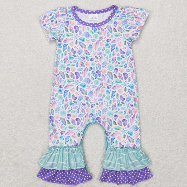SR0804 baby girl clothes shell girl summer romper