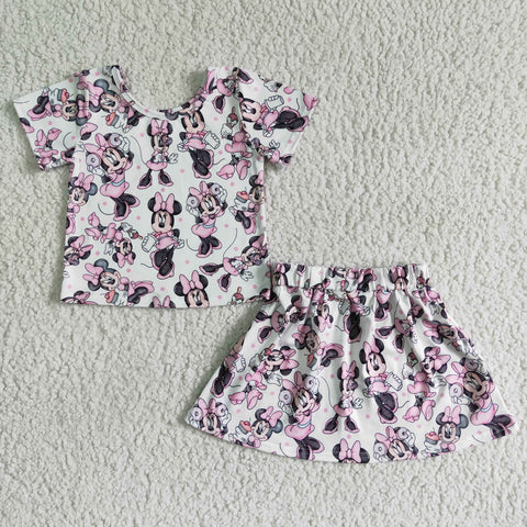 GSD0039 kids clothing carton pink skirt short sleeve summer set-promotion 2024.3.23 $5.5