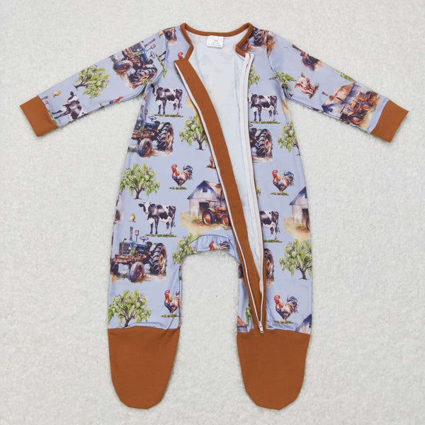 LR0632 baby girl clothes farm pig chicken girl tractor winter romper