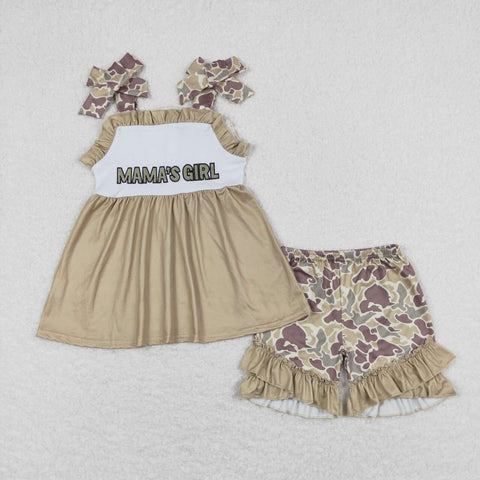 GSSO0593 RTS baby girl clothes embroidery mama?¡¥s girl camo girl summer outfit mother's day clothes