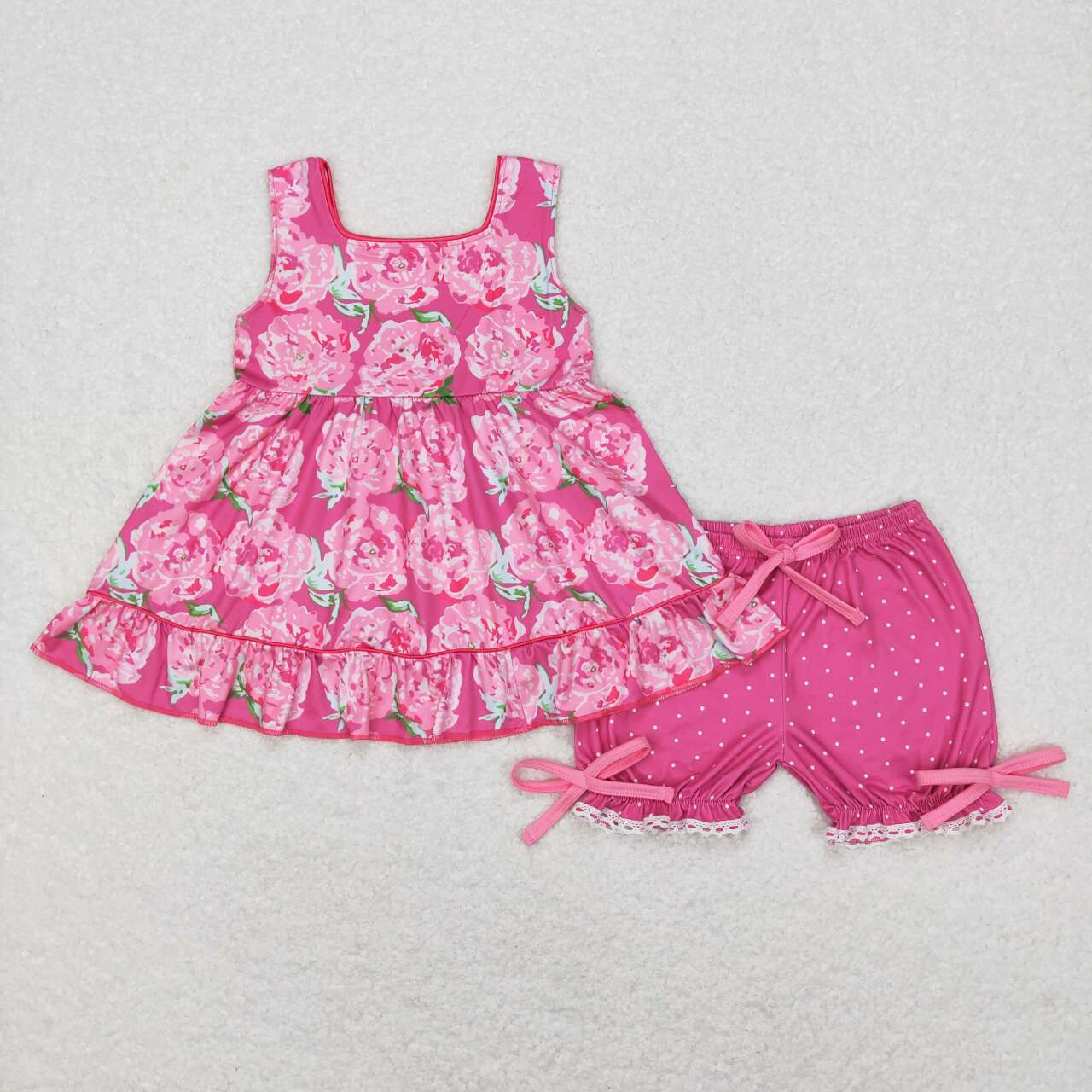 GSSO0364 RTS baby girl clothes rose girl summer shorts set toddler valentines day outfit