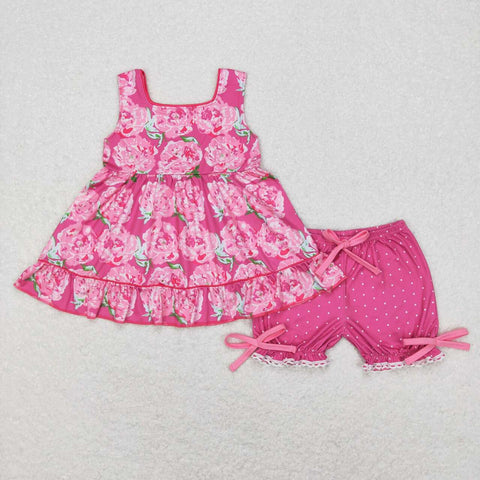 GSSO0364 RTS baby girl clothes rose girl summer shorts set toddler valentines day outfit