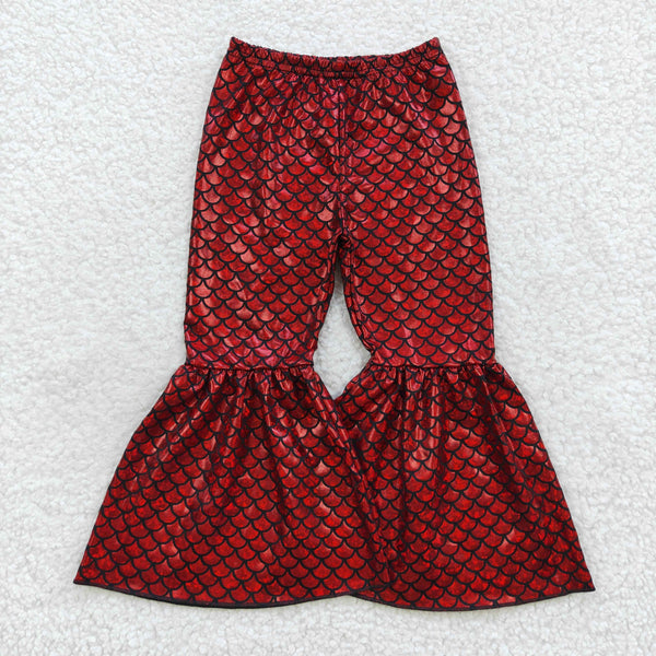 P0247 toddler girl bell bottom mermaid scales girl bell pant girl flare pant