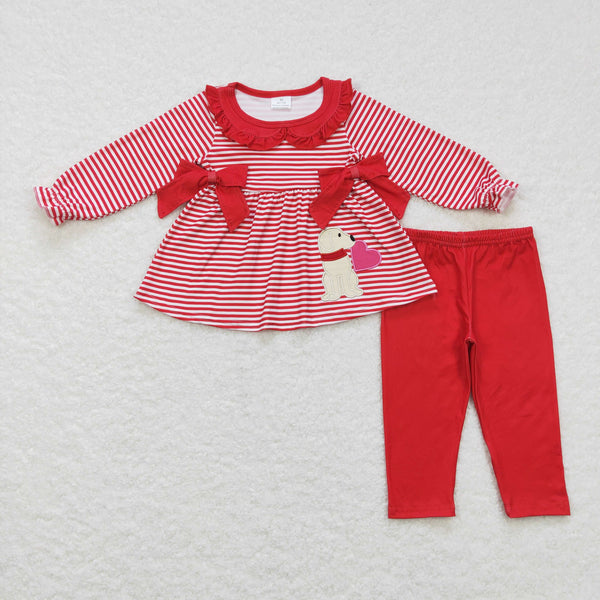 GLP0891 toddler girl clothes dog heart embroidery girl valentines day outfit