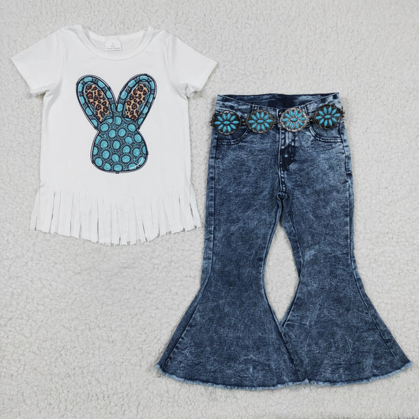 shirt+belt +jeans GSPO0462 kids clothes girls easter outfits