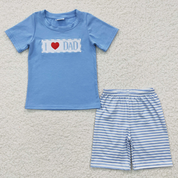 toddler clothes I love dad blue embroidery matching father's day clothing