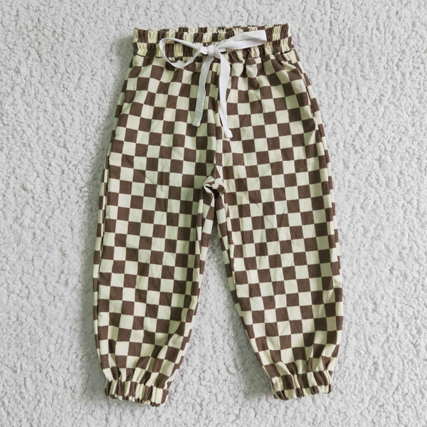 P0021 baby casual pants  yellow girl plaid girls pants