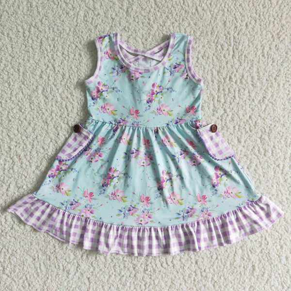 GSD0051 kids clothing purple floral sleeveless summer dress-promotion $5.5 2024.4.13