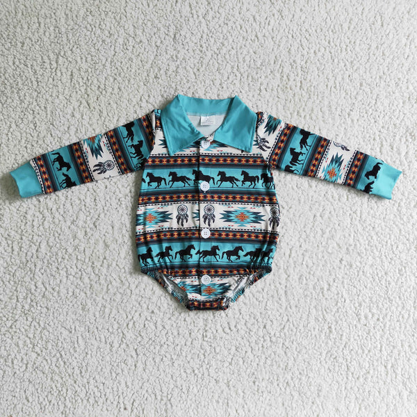 LR0182 baby clothes winter horse newborn button bubble