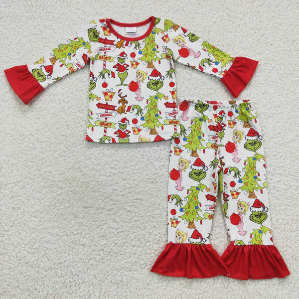 GLP0619 RTS toddler girl clothes girl christmas pajamas set