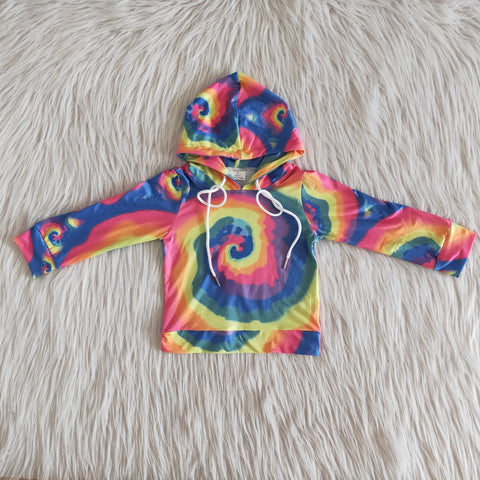 girl winter tie dye long sleeve hoodies top