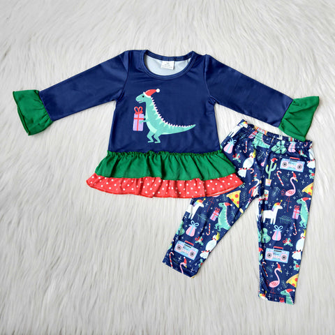 6 B10-21 baby girl clothes dinosaur girl christmas outfit - -promotion 2024.11.9 $2.99