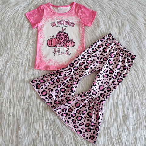 girl pink leopard halloween pumkin set