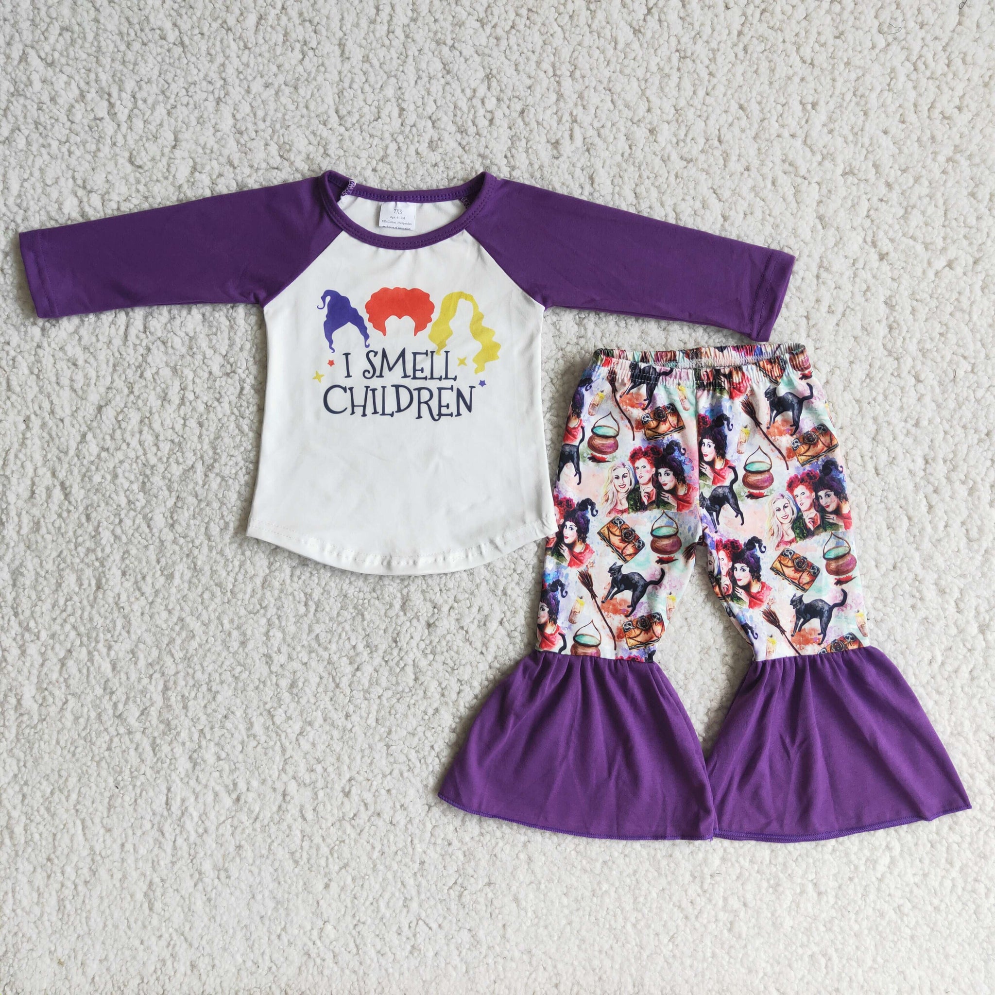 girl halloween purple long sleeve set i smell children