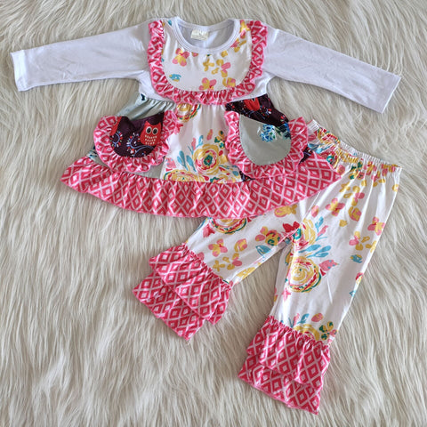 girl winter floral pocket long sleeve set