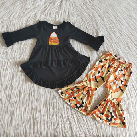 6 A18-26 girl black tunic emboridery halloween long sleeve set-promotion 2023.9.25