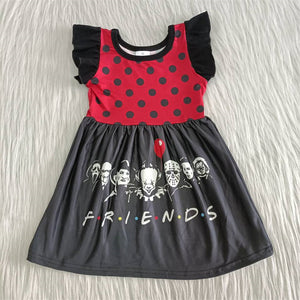 girl halloween black flutter red dot balloon dress