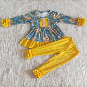 6 A33-17 girl winter floral yellow winter long sleeve set--promotion 2024.12.14 $2.99