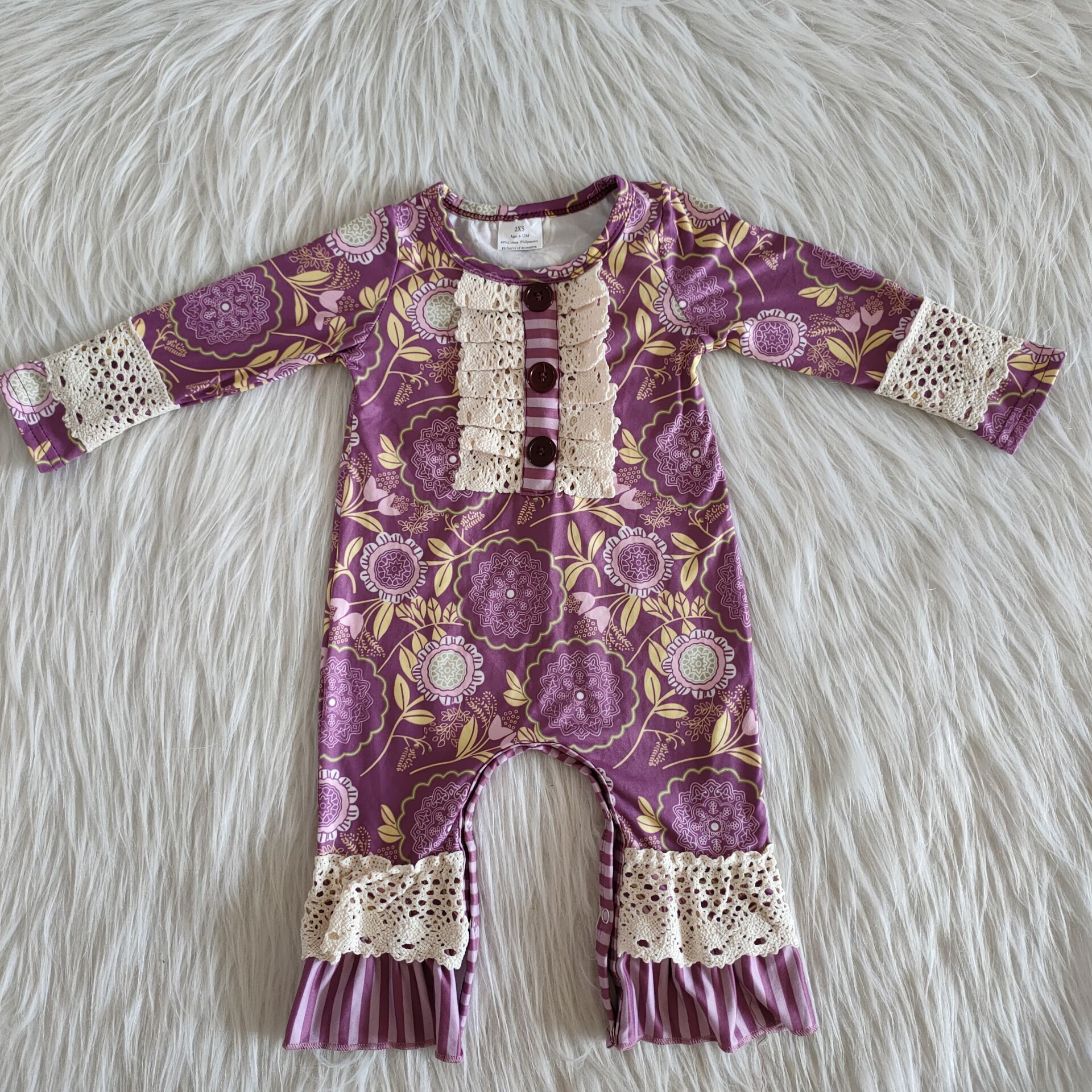 girl purple winter long sleeve romper