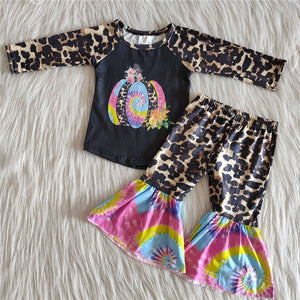 6 A27-17 girl halloween colorful pumpkin leopard black set-promotion 2024.9.28 $2.99