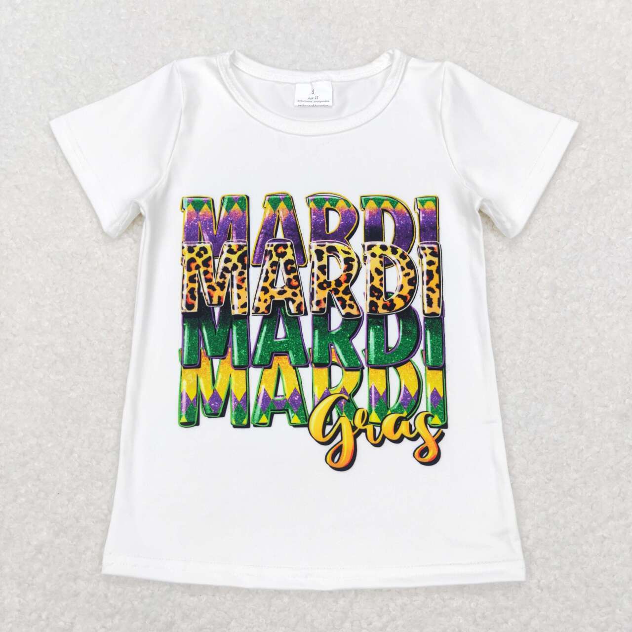 GT0442 baby girl clothes mardi gras tshirt leopard toddler mardi gras clothes