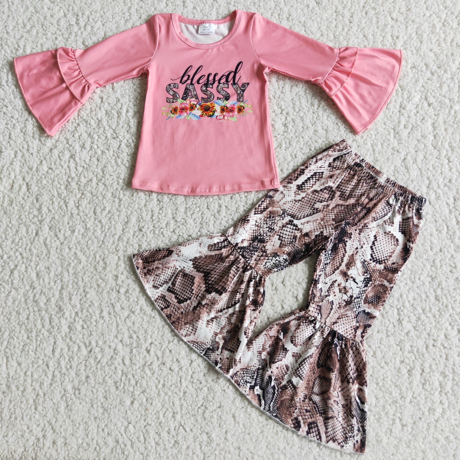 6 C6-19 girl blesses sassy winter pink  snake skin long sleeve set--promotion 2024.12.21 $2.99