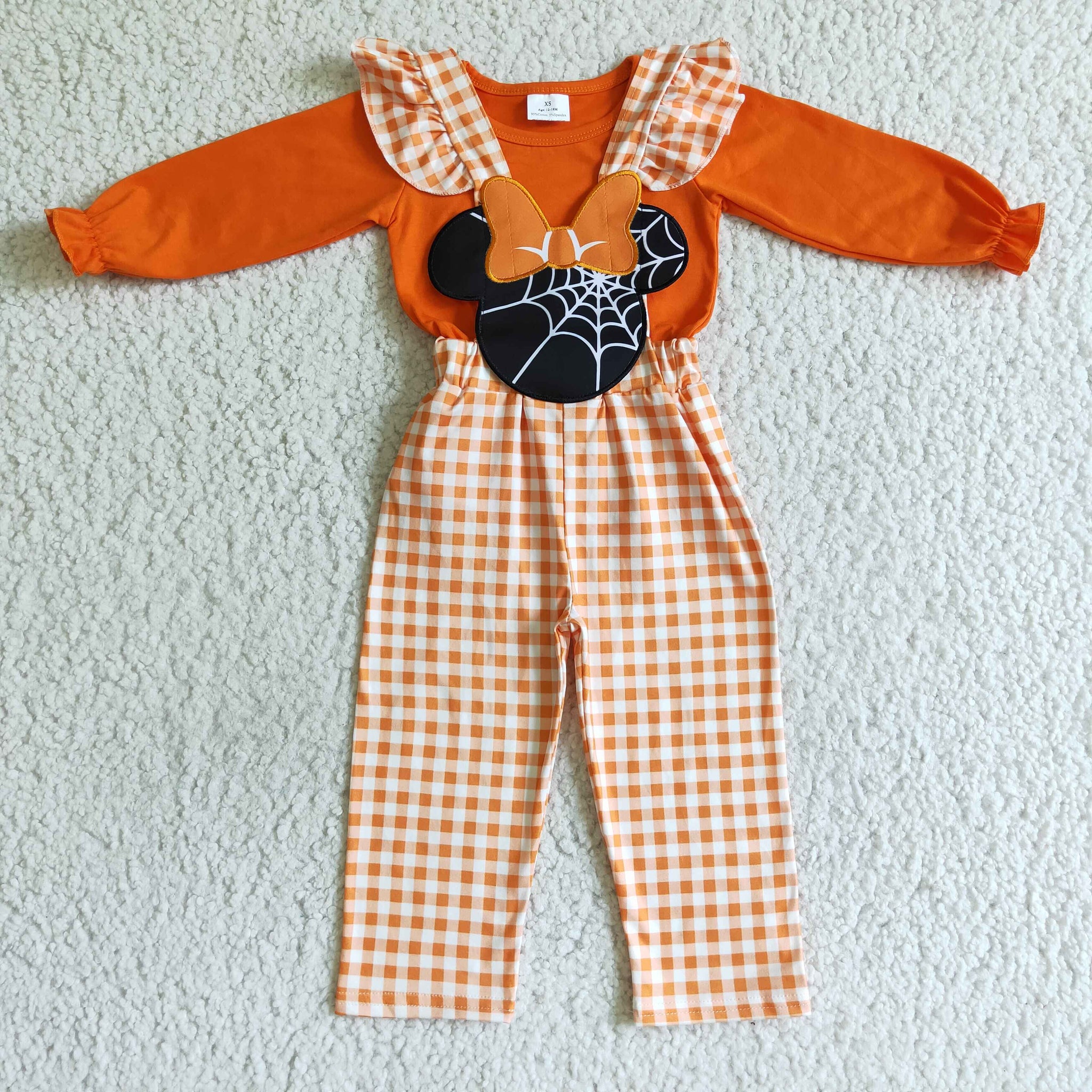 GLP0067 girl halloween clothes orange shirt+overalls