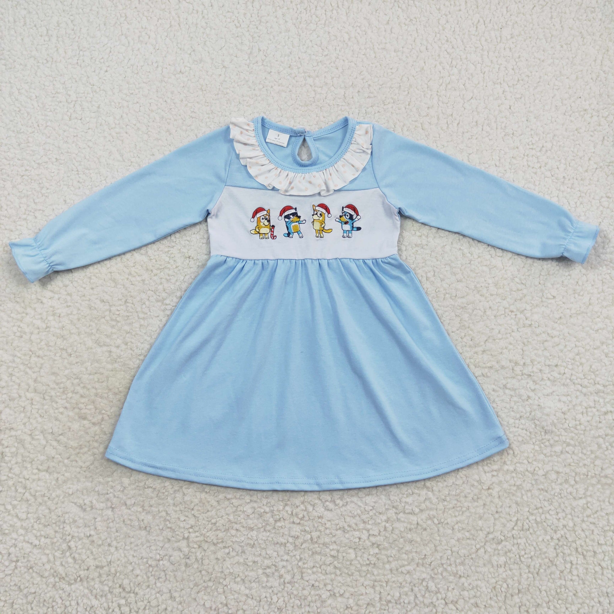 GLD0328 kids clothes girls embroidery cartoon girl christmas dress