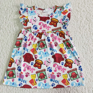 E5-3 girl cartoon flutter sleeve dress pearl dress--promotion 2025.2.15 $2.99