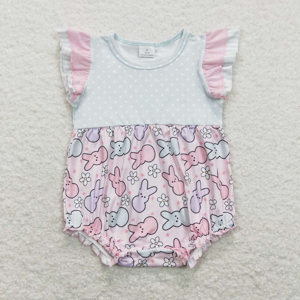 SR0784 baby girl clothes colorful bunny rabbit girl easter romper