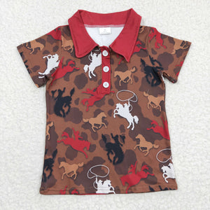 BT0162 baby boy clothes western brown summer tshirt