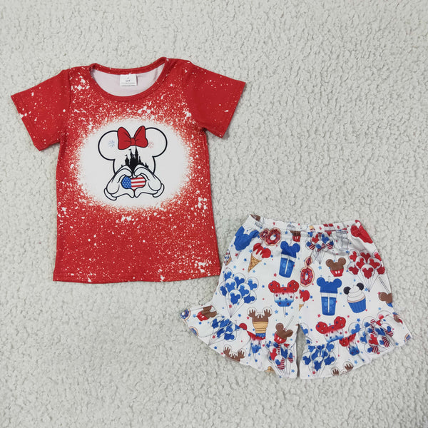 kids summer july 4th matching cartoon clothes