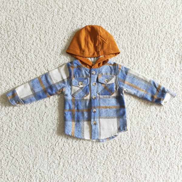 BT0208 baby boy clothes green plaid hoodies shirt